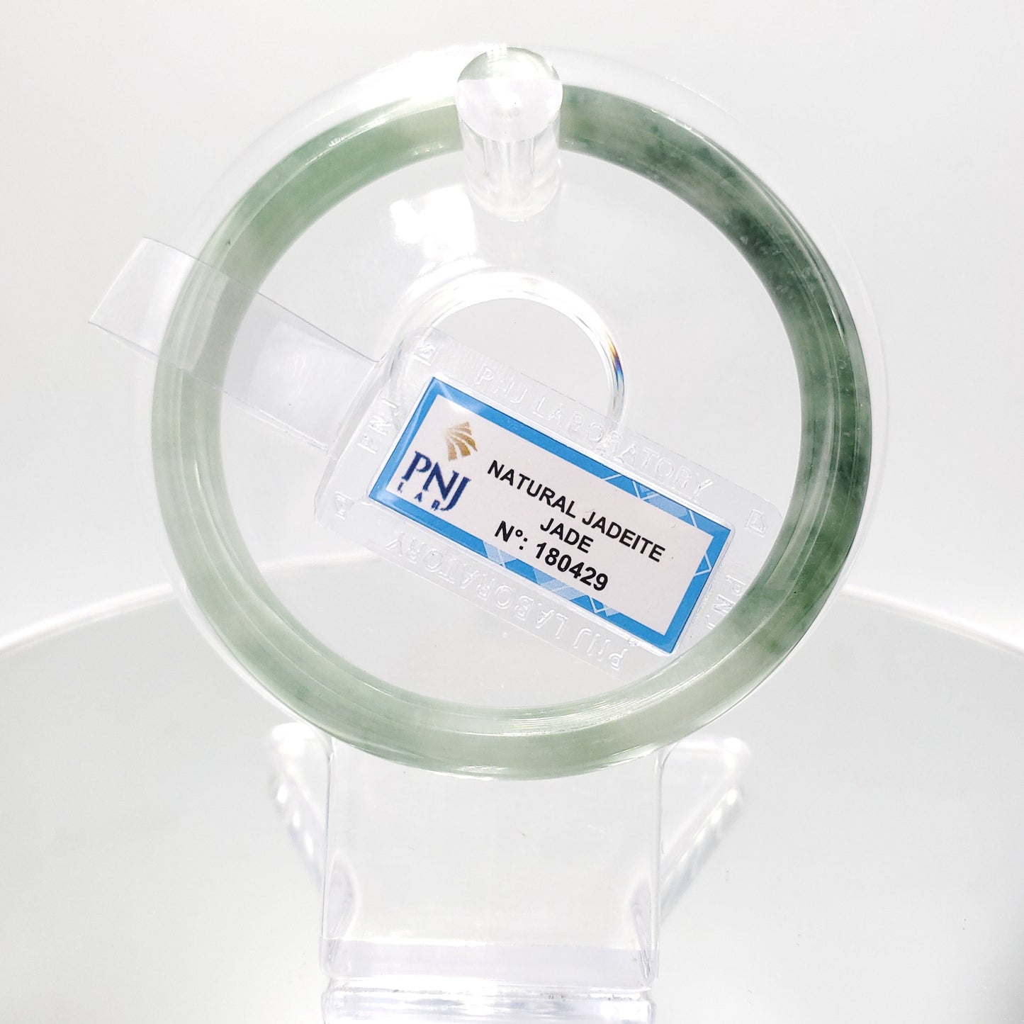 Yingmart 59mm Certified Natural Light to dark greyish green, grey white jadeite jade bangle, Real Gemstone Bracelet,Vintage Jewelry