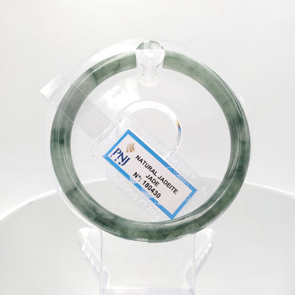 Yingmart 59mm PNJ180430 Certified Natural Light To Dark Greyish Green.GRey White jade bangle Bracelet, Real Gemstone, Vintage Jewelry