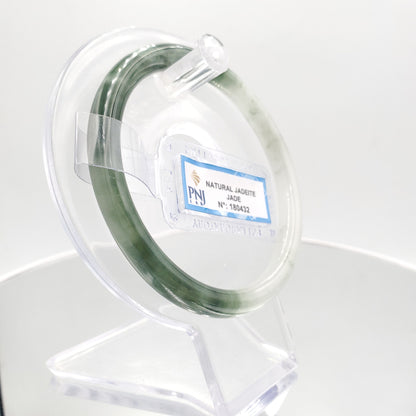 Yingmart 59mm PNJ180432 Certified Natural Dark Yellowish Green. GRey White jade bangle Bracelet,Real Gemstone Bracelet,Vintage Jewelry