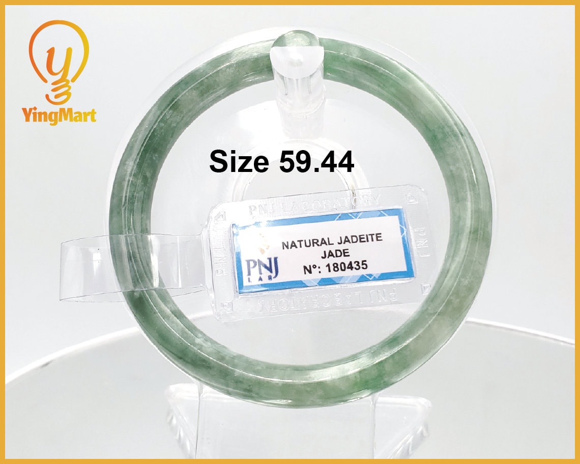 Yingmart 59mm PNJ180435 Certified Natural Greyish green, grey white jadeite jade bangle Bracelet, Real Gemstone Bracelet, Vintage Jewelry