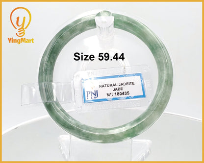 Yingmart 59mm PNJ180435 Certified Natural Greyish green, grey white jadeite jade bangle Bracelet, Real Gemstone Bracelet, Vintage Jewelry