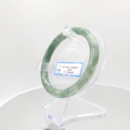 Yingmart 59mm PNJ180435 Certified Natural Greyish green, grey white jadeite jade bangle Bracelet, Real Gemstone Bracelet, Vintage Jewelry