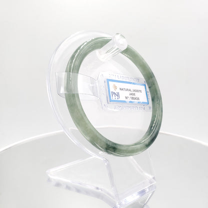 Yingmart 59mm Certified Natural Light To Dark Greyish Green. Grey White  jade bangle Bracelet, Real Gemstone Bracelet, Vintage Jewelry