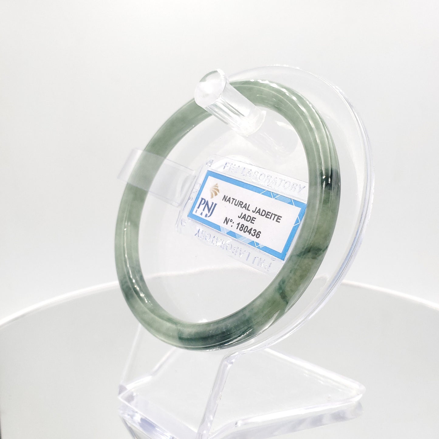 Yingmart 59mm Certified Natural Light To Dark Greyish Green. Grey White  jade bangle Bracelet, Real Gemstone Bracelet, Vintage Jewelry