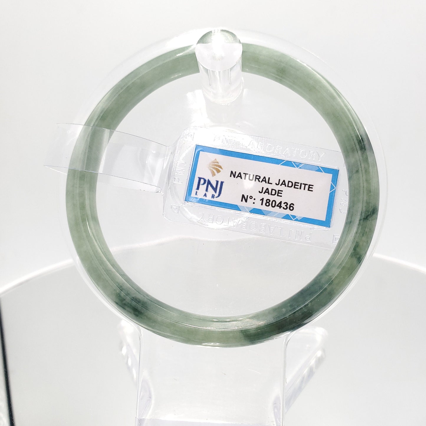 Yingmart 59mm Certified Natural Light To Dark Greyish Green. Grey White  jade bangle Bracelet, Real Gemstone Bracelet, Vintage Jewelry