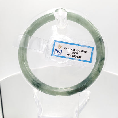 Yingmart 59mm Certified Natural Light To Dark Greyish Green. Grey White  jade bangle Bracelet, Real Gemstone Bracelet, Vintage Jewelry