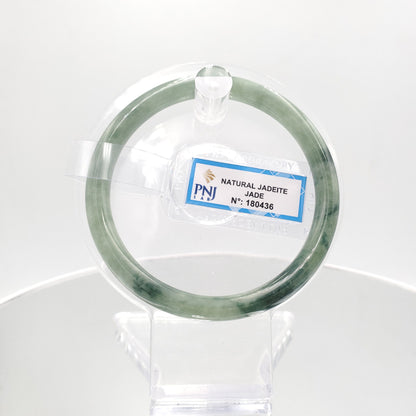 Yingmart 59mm Certified Natural Light To Dark Greyish Green. Grey White  jade bangle Bracelet, Real Gemstone Bracelet, Vintage Jewelry