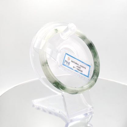 Yingmart 60mm PNJ180438 Certified Natural Yellowish greyish green, grey white jadeite jade bangle Bracelet, Real Gemstone Bracelet, Vintage