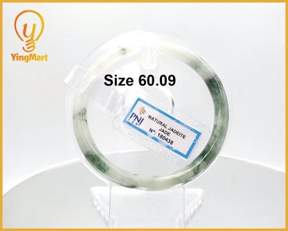 Yingmart 60mm PNJ180438 Certified Natural Yellowish greyish green, grey white jadeite jade bangle Bracelet, Real Gemstone Bracelet, Vintage
