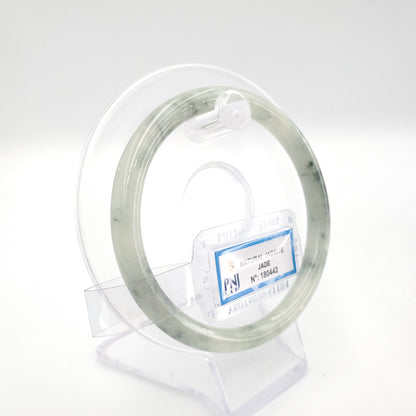 Yingmart 60mm PNJ180442 Certified Natural yellow Green White. Grey White. Black spots jadeite jade bangle, Real Gemstone Bracelet, Vintage