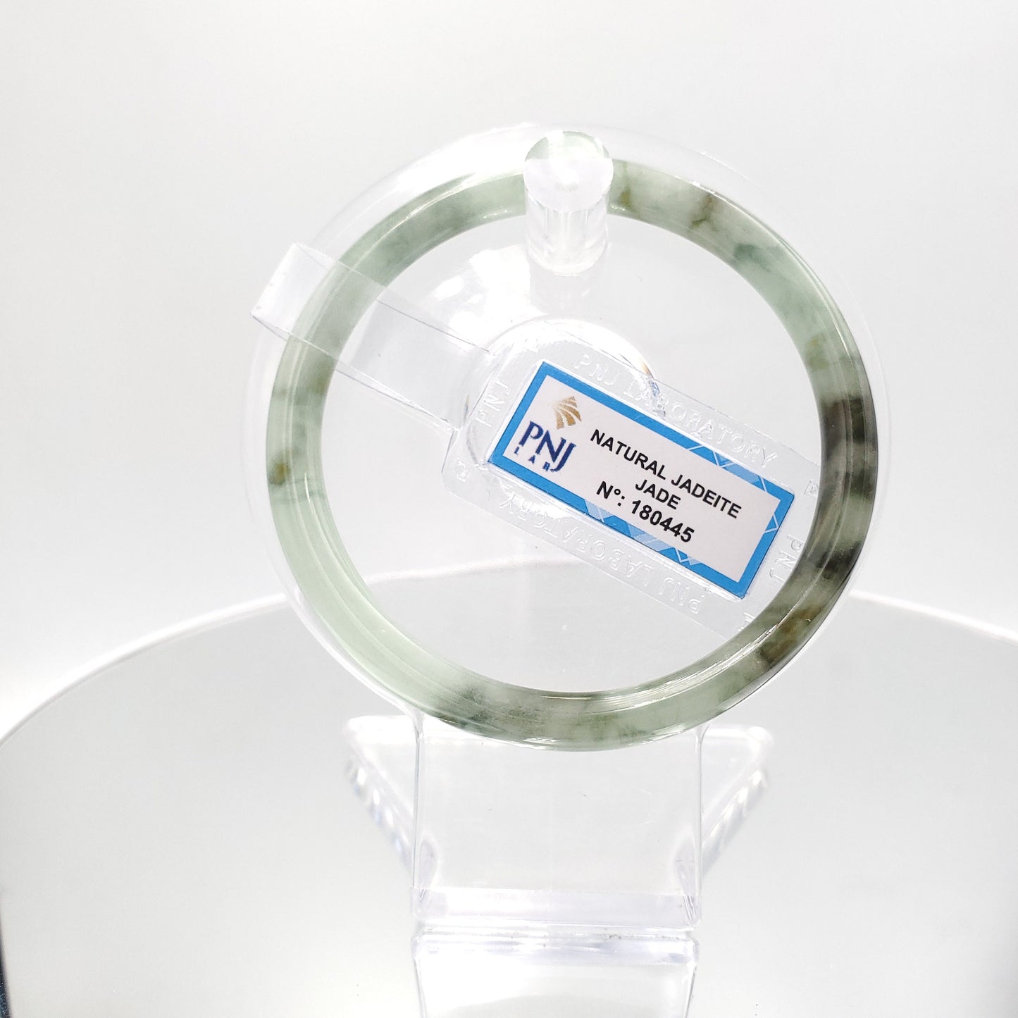 Yingmart 60mm 180445 Certified Natural Light green, grey white, black brown spots jadeite jade bangle, Gemstone Bracelet,Vintage Jewelry