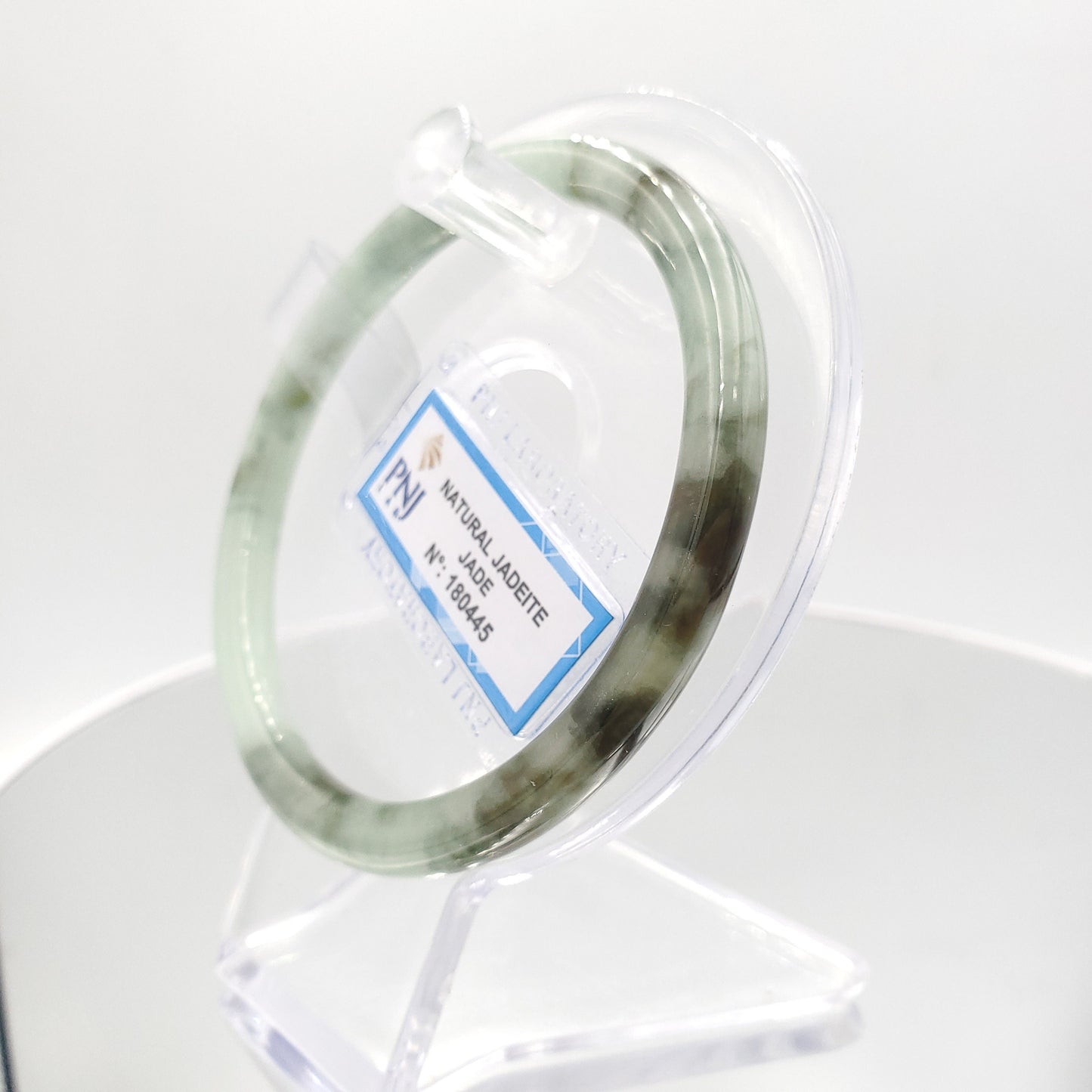 Yingmart 60mm 180445 Certified Natural Light green, grey white, black brown spots jadeite jade bangle, Gemstone Bracelet,Vintage Jewelry