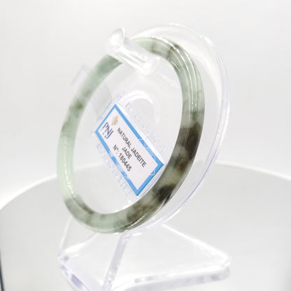 Yingmart 60mm 180445 Certified Natural Light green, grey white, black brown spots jadeite jade bangle, Gemstone Bracelet,Vintage Jewelry