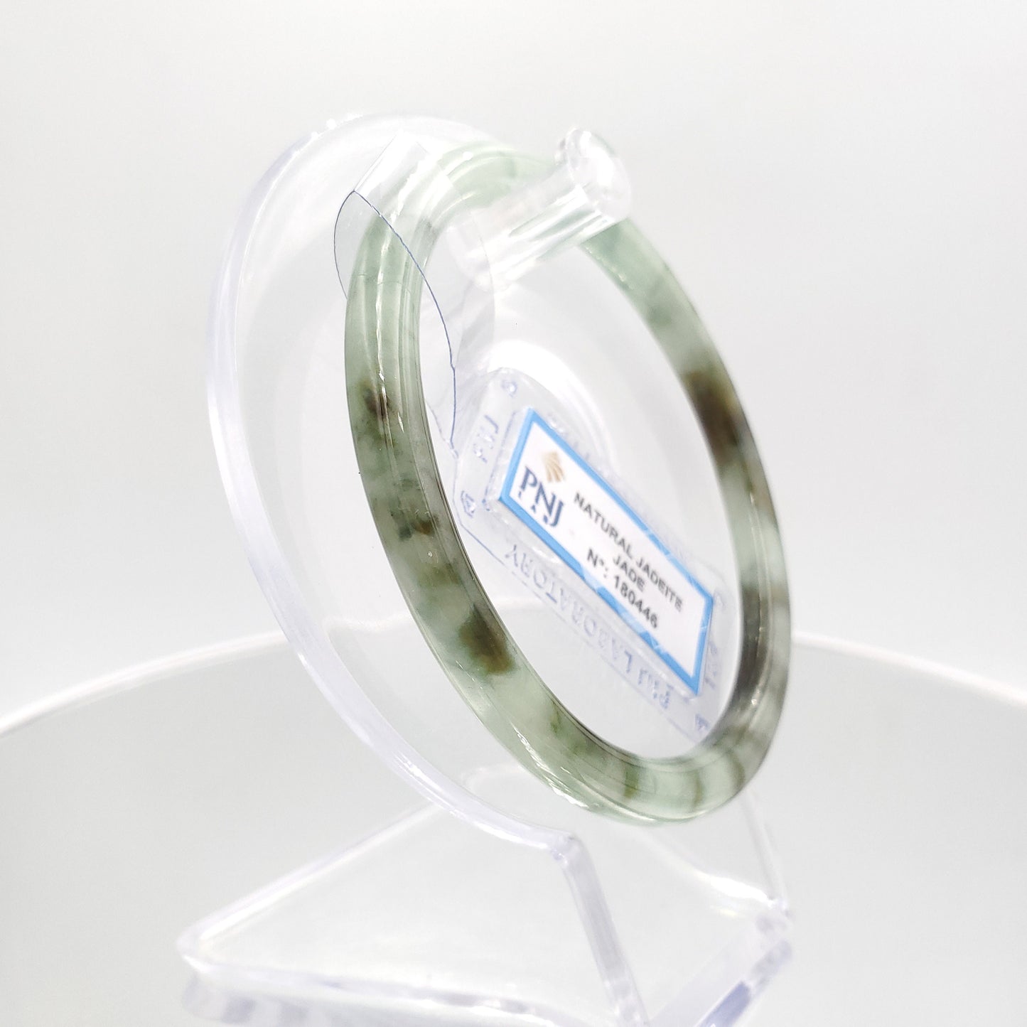 Yingmart 60mm PNJ180446 Certified Natural Light green, grey white, black brown spots jadeite jade bangle, Real Gemstone Bracelet,Vintage