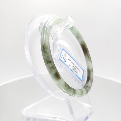 Yingmart 60mm PNJ180446 Certified Natural Light green, grey white, black brown spots jadeite jade bangle, Real Gemstone Bracelet,Vintage