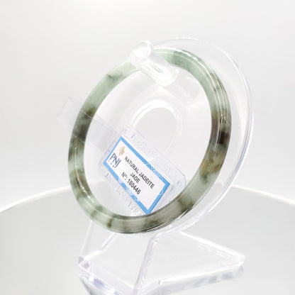 Yingmart 60mm PNJ180446 Certified Natural Light green, grey white, black brown spots jadeite jade bangle, Real Gemstone Bracelet,Vintage