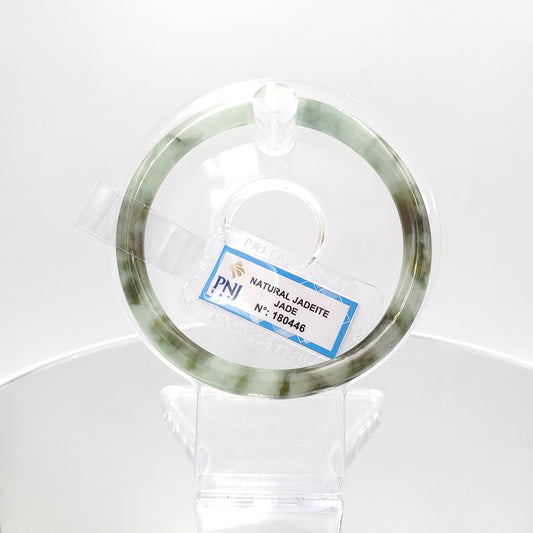 Yingmart 60mm PNJ180446 Certified Natural Light green, grey white, black brown spots jadeite jade bangle, Real Gemstone Bracelet,Vintage