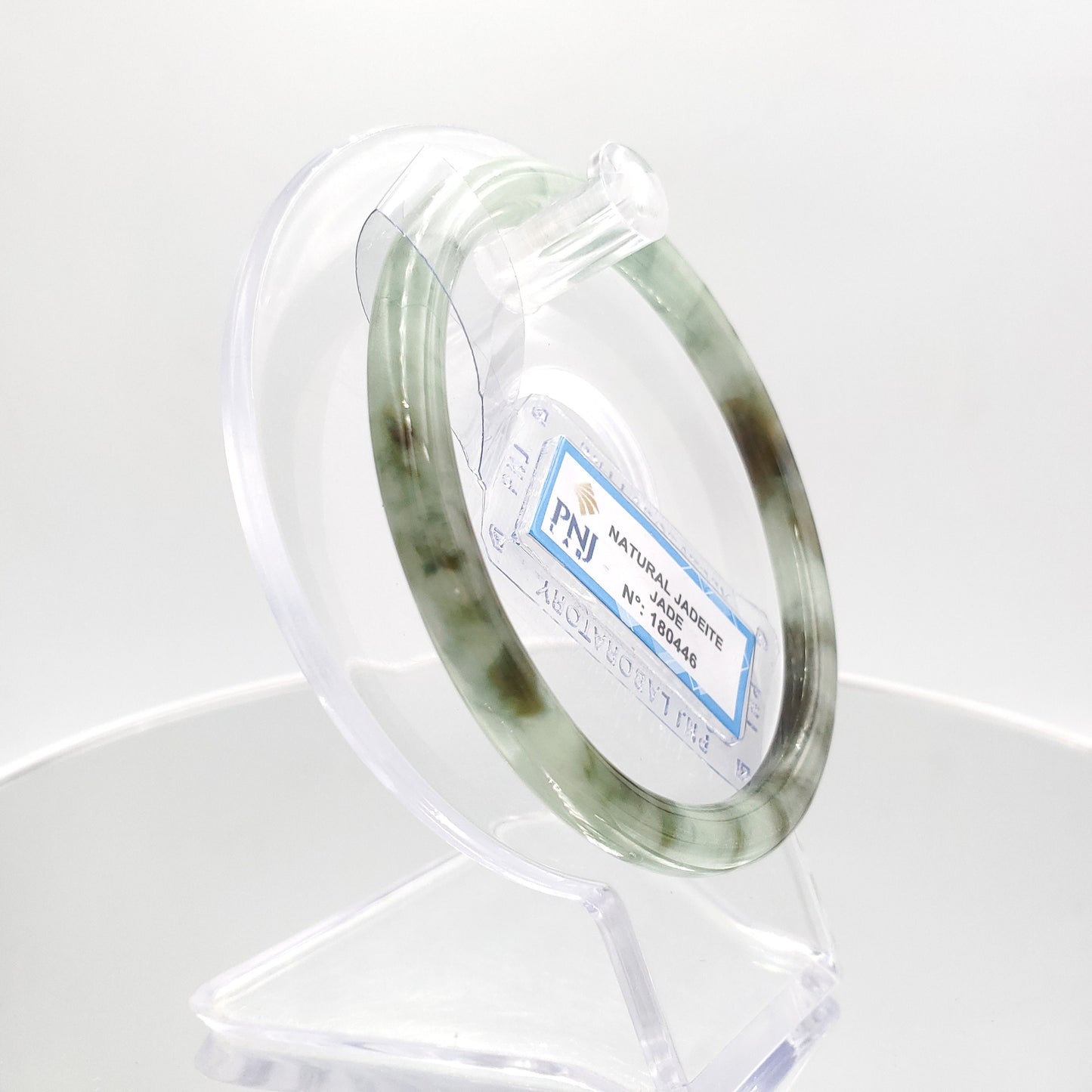 Yingmart 60mm PNJ180446 Certified Natural Light green, grey white, black brown spots jadeite jade bangle, Real Gemstone Bracelet,Vintage