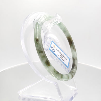 Yingmart 60mm PNJ180446 Certified Natural Light green, grey white, black brown spots jadeite jade bangle, Real Gemstone Bracelet,Vintage