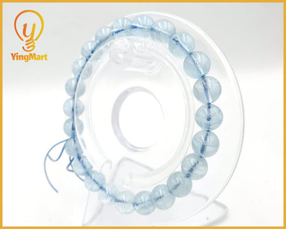 Yingmart 6mm to 13mm Natural Aquamarine Beaded Bracelet,Real Gemstone,Vintage Jewelry, Accessories