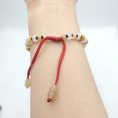 Yingmart Vintage Icy Gray White jade With Custom Lanyard Mixed Yellow, White, Black Jade Bracelet,Accessories,Real Gemstone, Gift for her