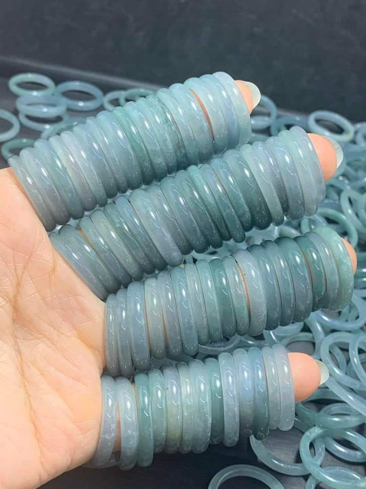 Yingmart Icy Blue Ring, 100% Natural Green Jade Ring - wholesale, Real Gemstone Ring, Vintage Jewelry