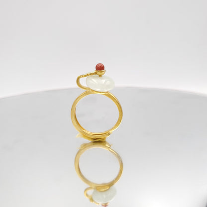 Yingmart RSJ004 Gold Plated Silver Cloud Marble Ring,gemstone, jewelrydesigner,green jade, gemstone lover, gemstone jewellery