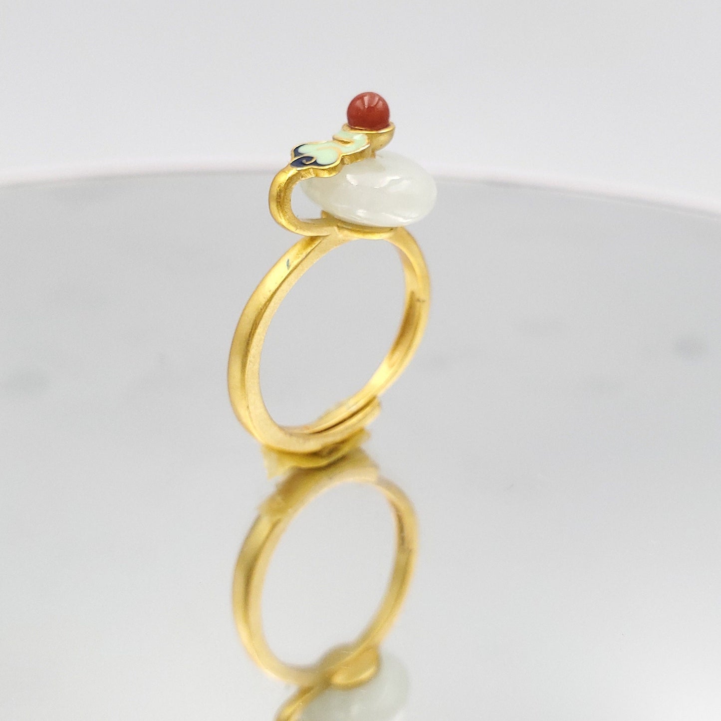 Yingmart RSJ004 Gold Plated Silver Cloud Marble Ring,gemstone, jewelrydesigner,green jade, gemstone lover, gemstone jewellery