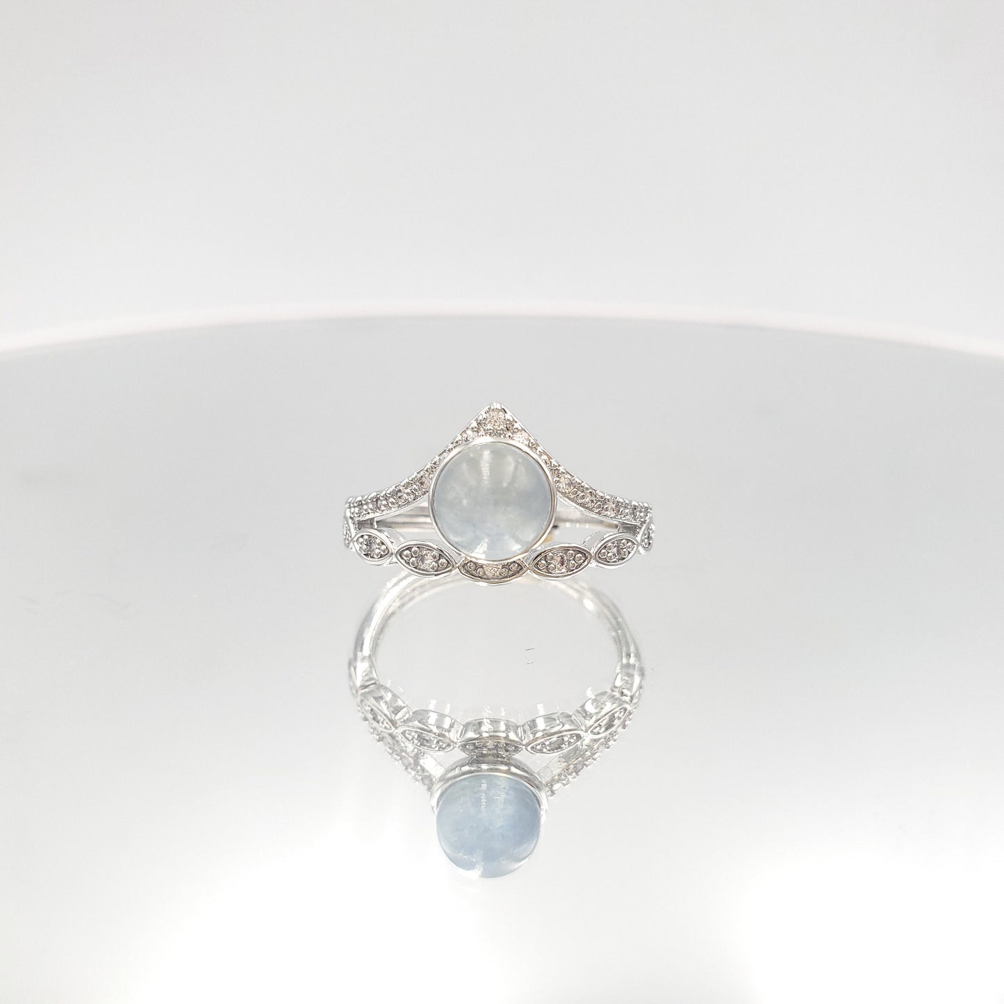 Yingmart RSMS001 Crown Shade Moonstone Sterling Silver S925 Rings ,gemstone, jewelrydesigner,green jade, gemstone lover, gemstone jewellery