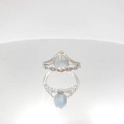 Yingmart RSMS001 Crown Shade Moonstone Sterling Silver S925 Rings ,gemstone, jewelrydesigner,green jade, gemstone lover, gemstone jewellery