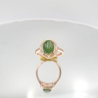Yingmart Gold Plated Silver 18K Jade Ring,gemstone, jewelrydesigner,green jade, gemstone lover, gemstone jewellery