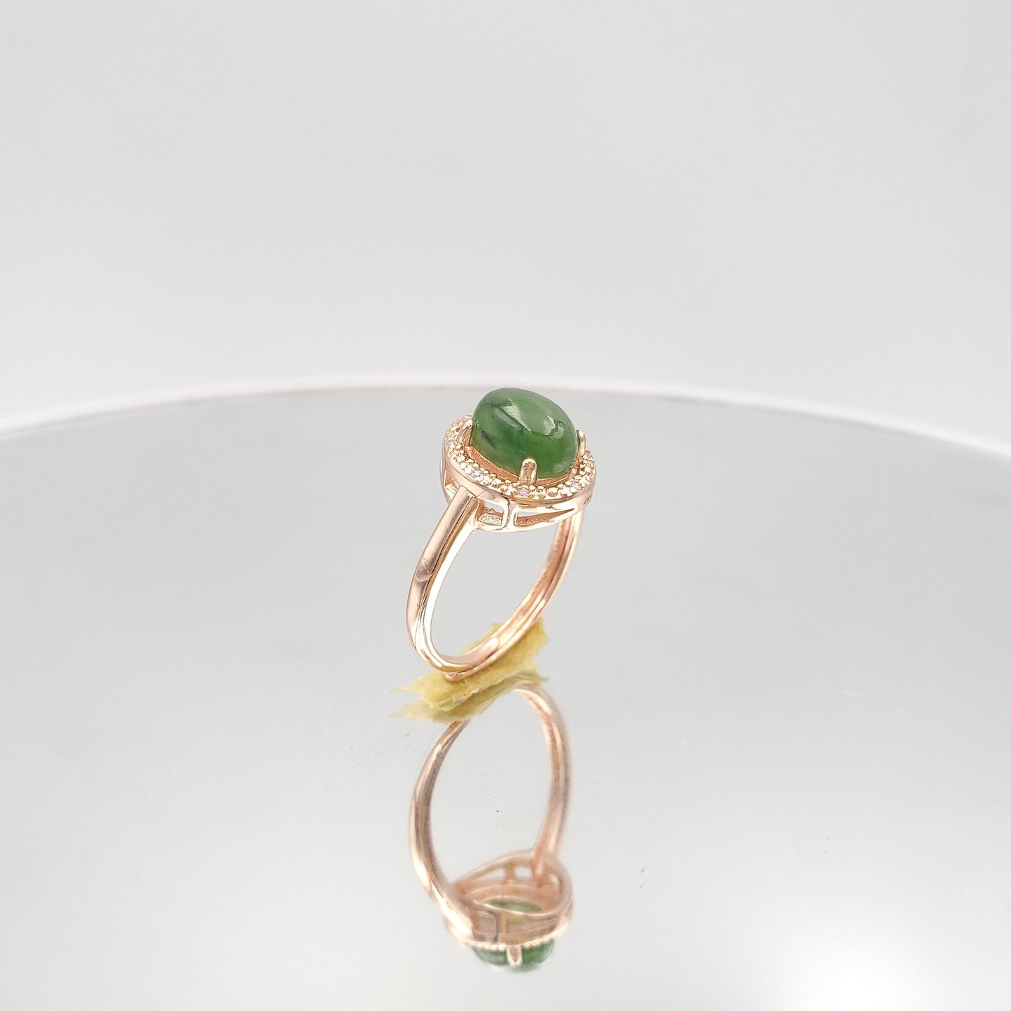 Yingmart Gold Plated Silver 18K Jade Ring,gemstone, jewelrydesigner,green jade, gemstone lover, gemstone jewellery