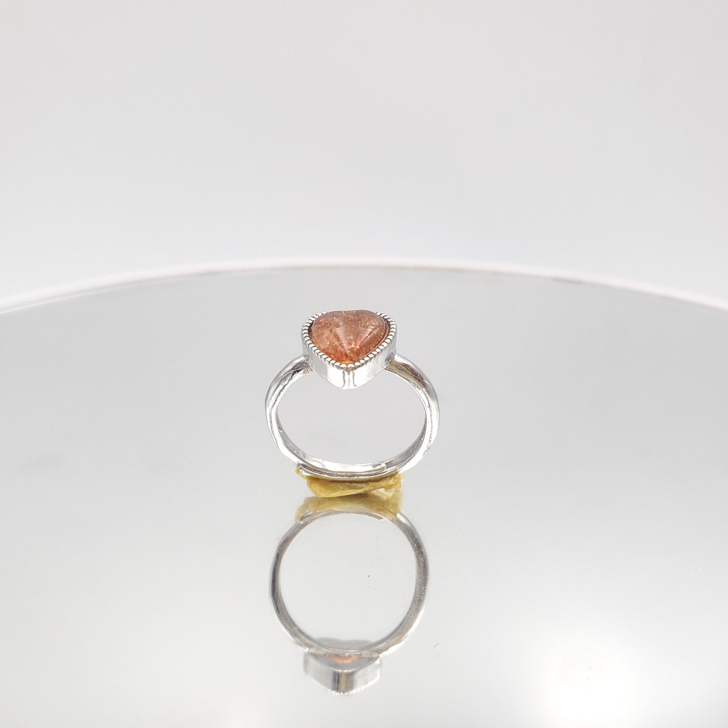 Yingmart Strawberry Quartz Heart Silver Ring,gemstone, jewelrydesigner,green jade, gemstone lover, gemstone jewellery