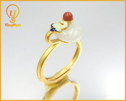 Yingmart RSJ004 Gold Plated Silver Cloud Marble Ring,gemstone, jewelrydesigner,green jade, gemstone lover, gemstone jewellery