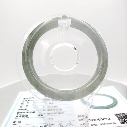 Yingmart 53mm Certified Grade A Jade color Grey Semi-Translucent Jadeite Jade bangle bracelet, Real Gemstone, Accessories
