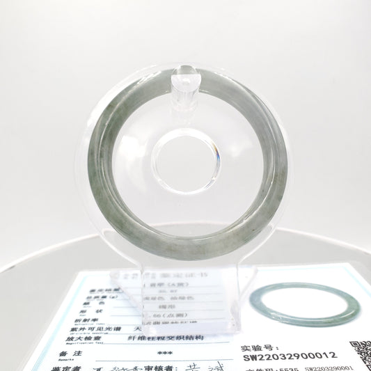 Yingmart 53mm Certified Grade A Jade color Grey Semi-Translucent Jadeite Jade bangle bracelet, Real Gemstone, Accessories