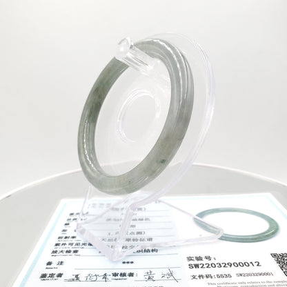 Yingmart 53mm Certified Grade A Jade color Grey Semi-Translucent Jadeite Jade bangle bracelet, Real Gemstone, Accessories
