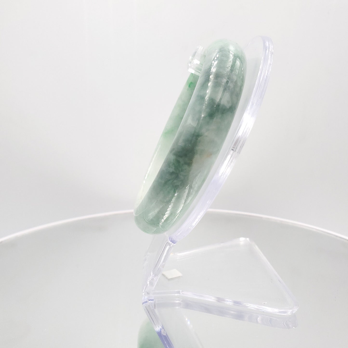 Yingmart 59mm Genuine Burmese Jade A Light Green with Green spot Jaideite Bangle Bracelet,jade jewelry, Real Gemstone, Accessories