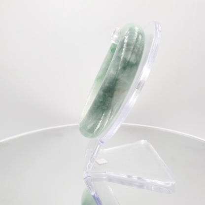 Yingmart 59mm Genuine Burmese Jade A Light Green with Green spot Jaideite Bangle Bracelet,jade jewelry, Real Gemstone, Accessories