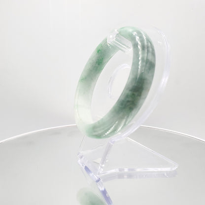 Yingmart 59mm Genuine Burmese Jade A Light Green with Green spot Jaideite Bangle Bracelet,jade jewelry, Real Gemstone, Accessories