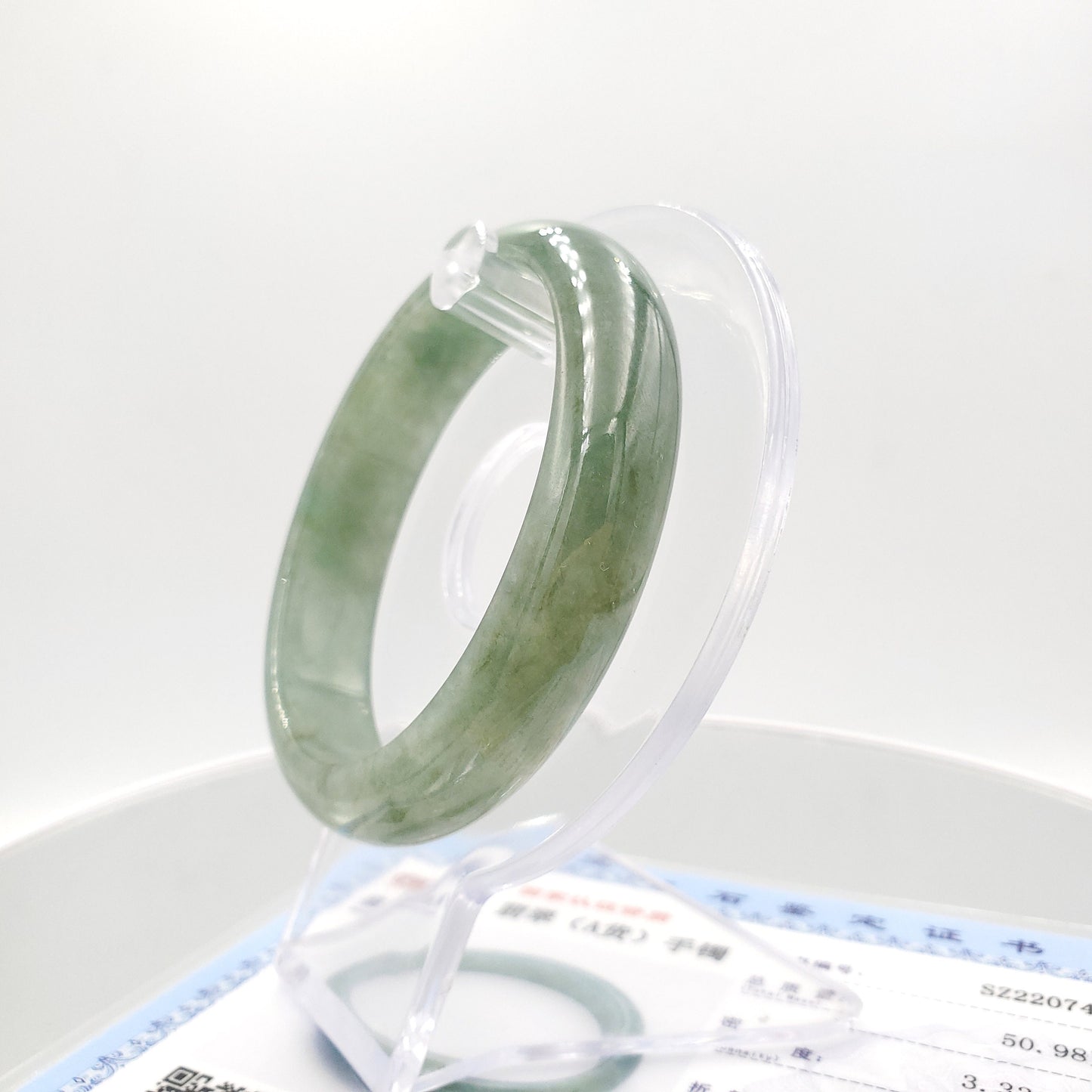Yingmart 56.2mm SZ22074632 Semi-translucent Green Genuine Burmese Jade A Jaideite Jade Bangle, Vintage Jewelry, jade jewelry, Accessories