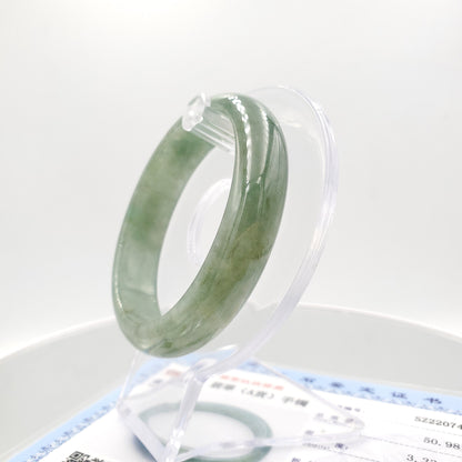 Yingmart 56.2mm SZ22074632 Semi-translucent Green Genuine Burmese Jade A Jaideite Jade Bangle, Vintage Jewelry, jade jewelry, Accessories