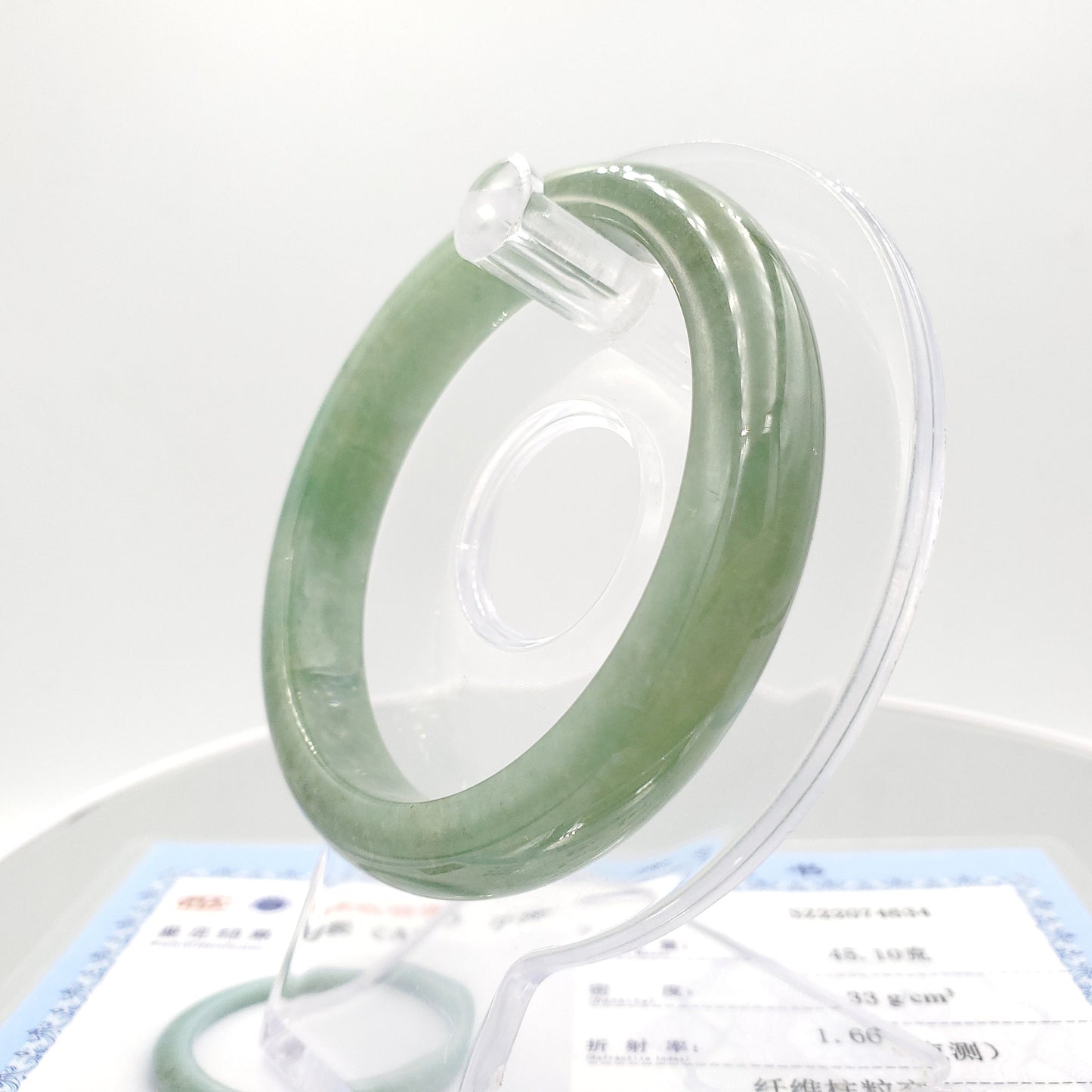 Yingmart 53mm SZ22074634 Vintage Green Genuine Burmese Jade A Jaideite Jade Bangle, Vintage Jewelry, jade jewelry, Accessories