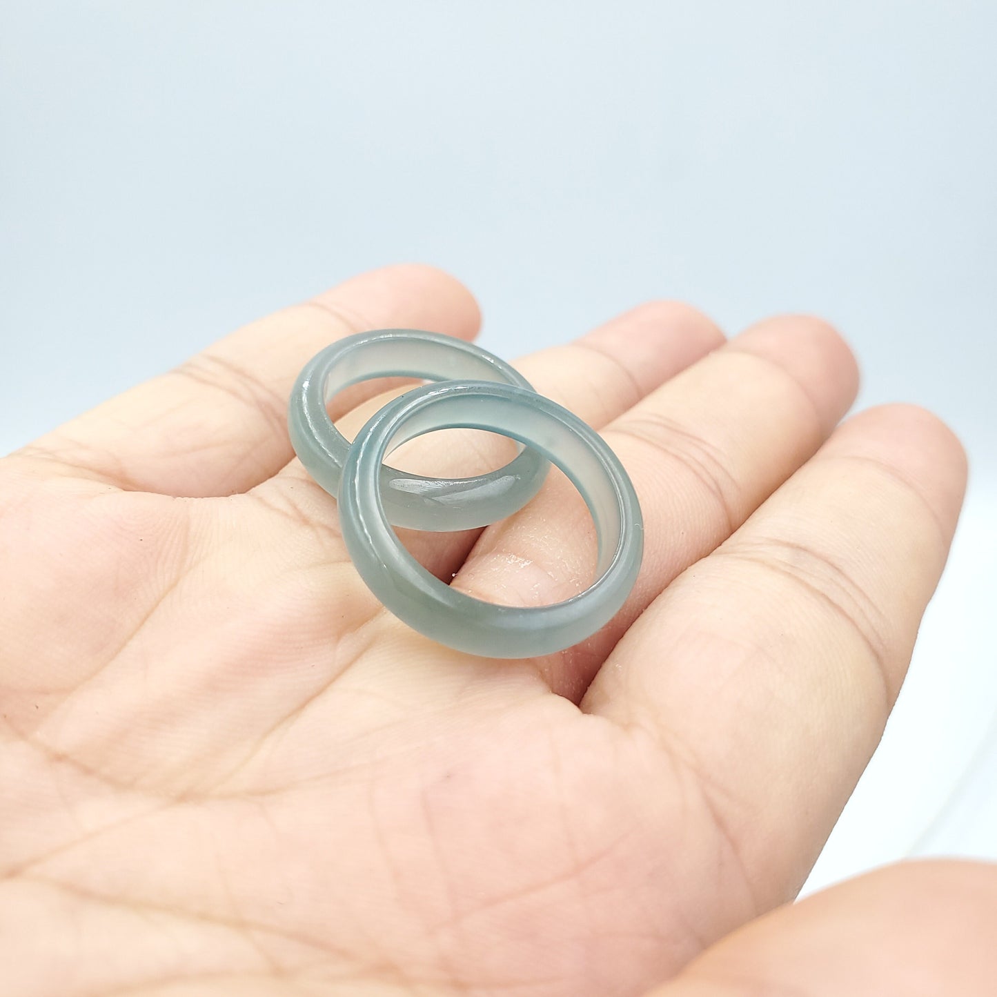 Yingmart Vip Icy Blue Ring, 100% Natural Green Jade Ring, Real Gemstone Ring, Vintage Jewelry