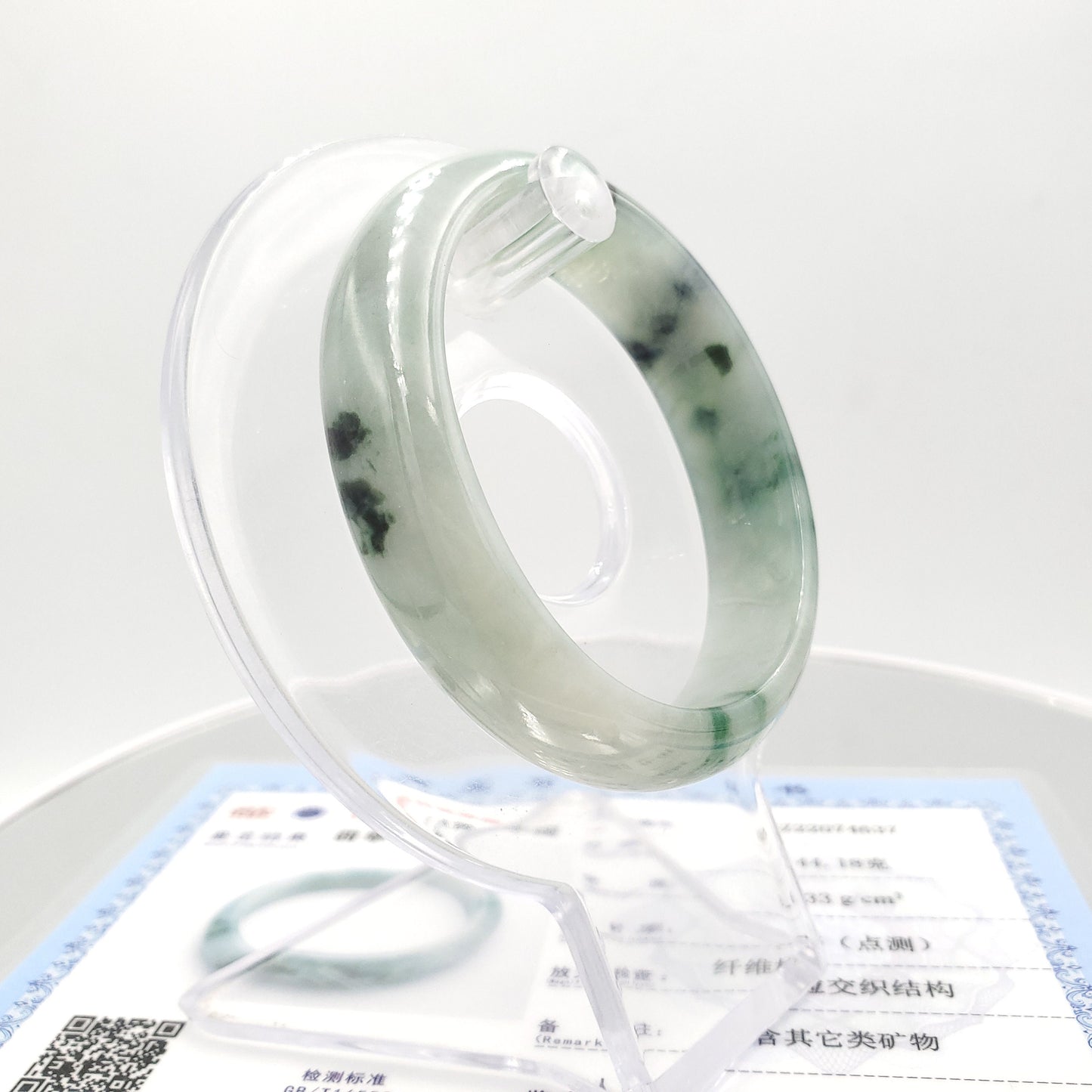 Yingmart 51mm SZ22074637 Green Veins Genuine Burmese Jade A Jaideite Jade Bangle, Vintage Jewelry, jade jewelry, Accessories, natural jade