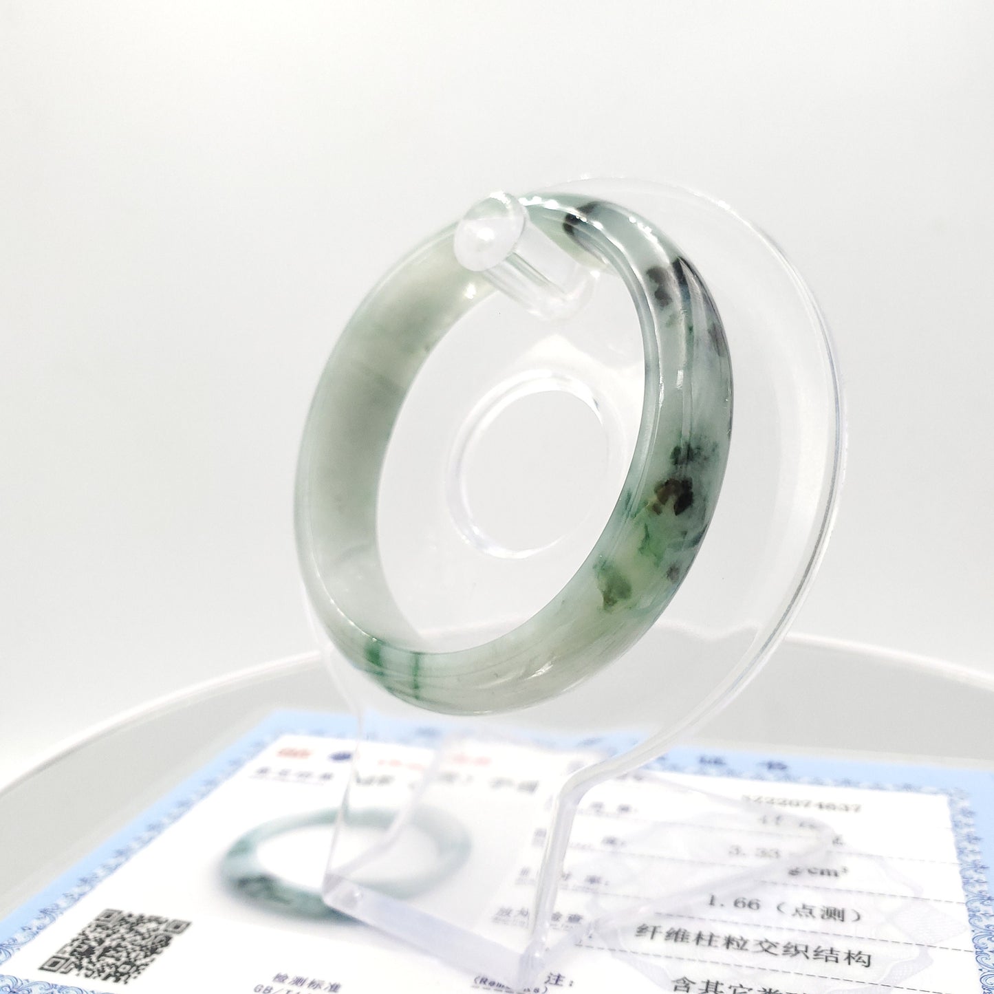 Yingmart 51mm SZ22074637 Green Veins Genuine Burmese Jade A Jaideite Jade Bangle, Vintage Jewelry, jade jewelry, Accessories, natural jade