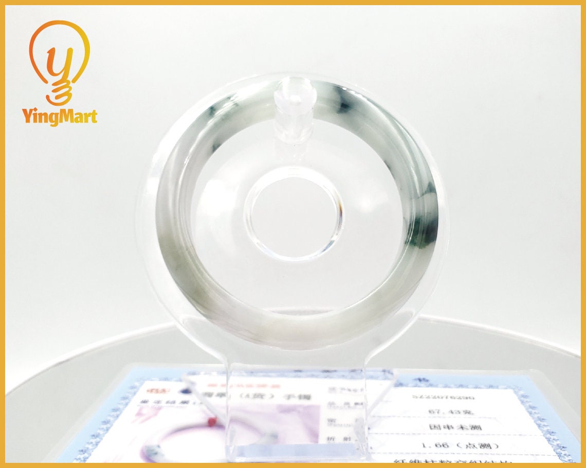 Yingmart 53mm SZ22076290 Blue Veins Genuine Burmese Jade A Jaideite Jade Bangle, Vintage Jewelry, jade jewelry, Accessories, natural jade