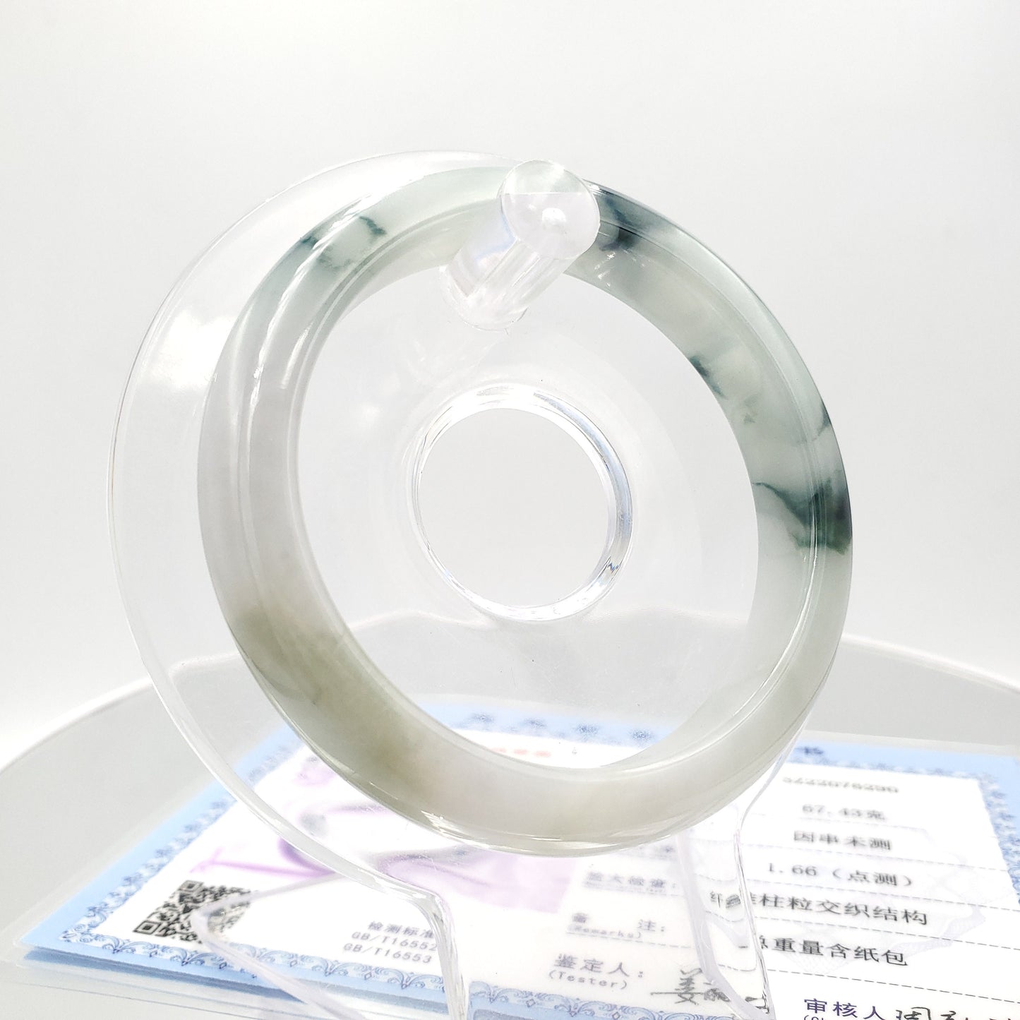 Yingmart 53mm SZ22076290 Blue Veins Genuine Burmese Jade A Jaideite Jade Bangle, Vintage Jewelry, jade jewelry, Accessories, natural jade