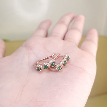 Yingmart Certified Genuine Icy Green Burmese Type A Jadeite Jade Gemstone Earrings Made With 925 Sterling Silver earrings, Gift for Women