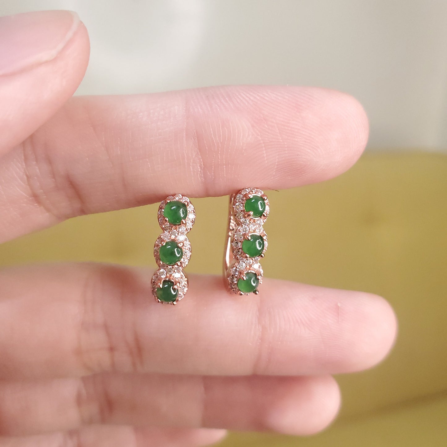 Yingmart Certified Genuine Icy Green Burmese Type A Jadeite Jade Gemstone Earrings Made With 925 Sterling Silver earrings, Gift for Women